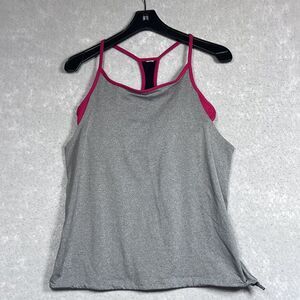 Fabletics Tank Top Womens Size M Gray Norwalk Tank Stretch Mesh Back Athletic